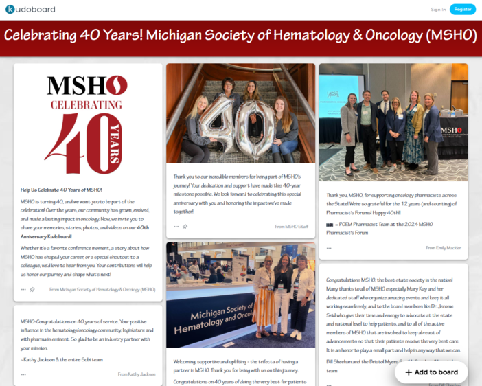 MSHO's 40th Anniversary Kudoboard